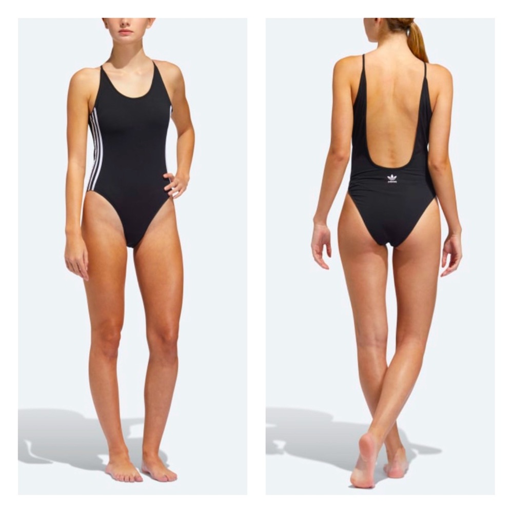 adidas Originals black 3-striped Cotton Bodysuit